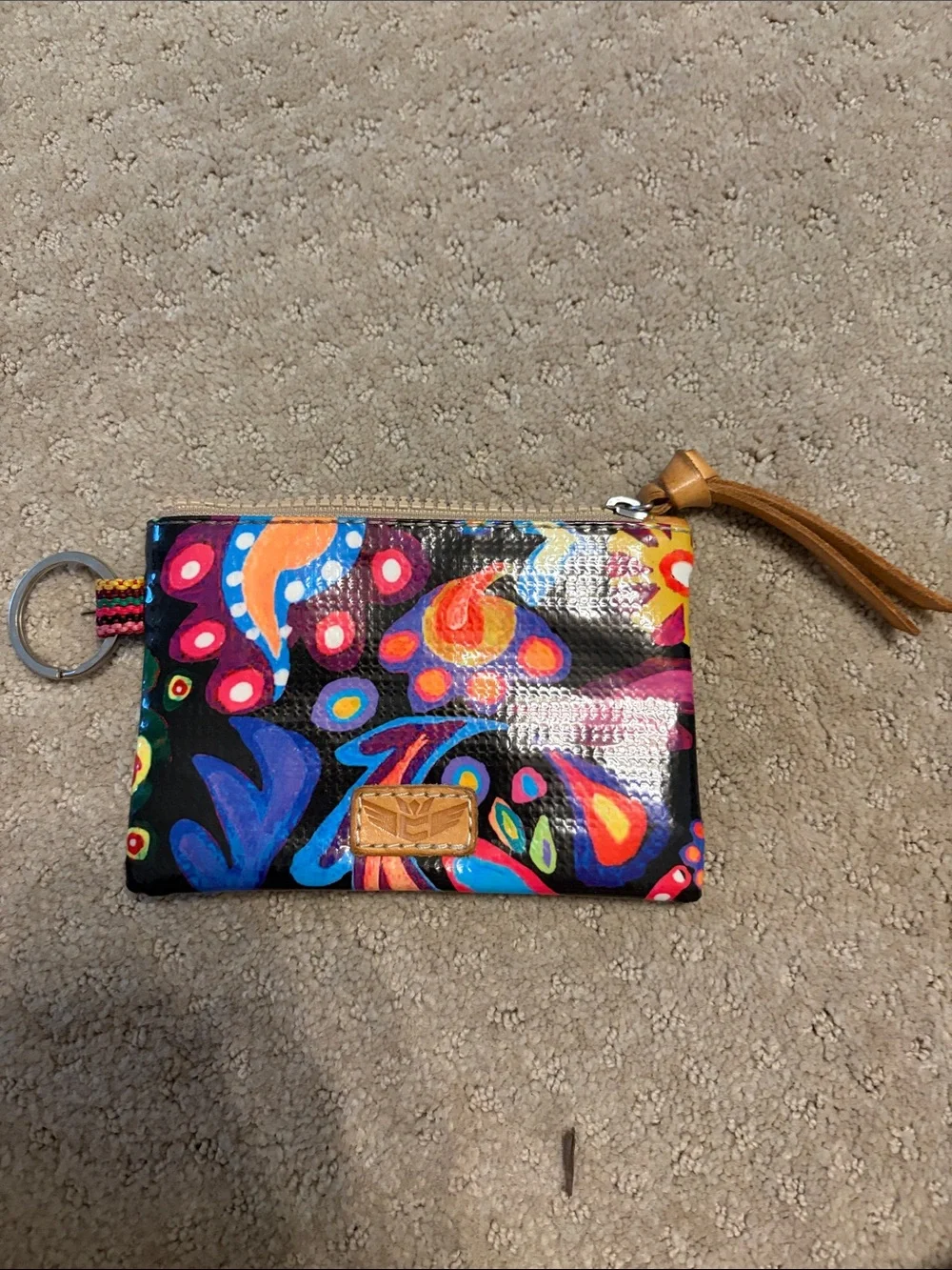 Consuela Multicolor Floral Zip Wristlet with Black Base